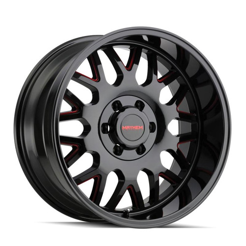  Mayhem 8110 Tripwire 20x10 / 8x165.1 BP / -19mm Offset / 130.8mm Hub Black w/ Prism Red Wheel - 8110-2181BTR 