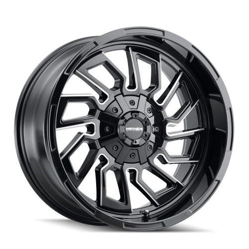  Mayhem 8111 Flywheel 22x10 / 5x127 BP / -19mm Offset / 87.1mm Hub Black w/ Milled Spokes Wheel - 8111-22152BM 