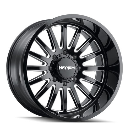  Mayhem 8114 Utopia 22x12 / 8x180 BP / -44mm Offset / 124.2mm Hub Black w/ Milled Spokes Wheel - 8114-22278BM 