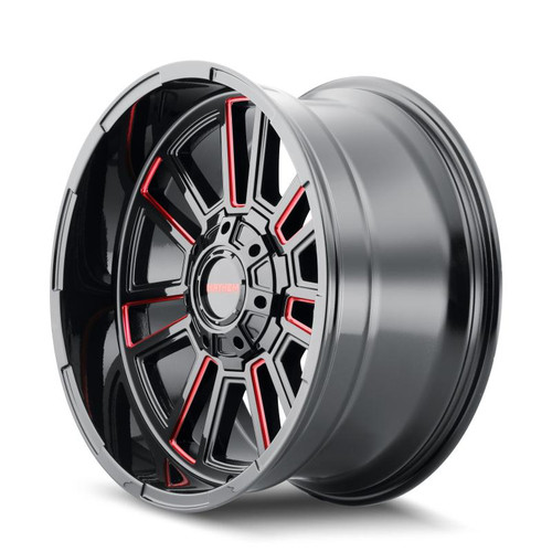  Mayhem 8115 Apollo 20x10 / 8x170 BP / -19mm Offset / 125.2mm Hub Black w/ Prism Red Wheel - 8115-2170BTR 