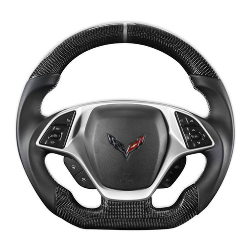DRAKE MUSCLE CARS STEERING WHEEL - CARBON FIBER WITH LEATHER GRIPS 2014-2019 C7