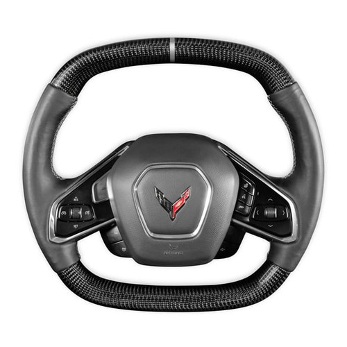 DRAKE MUSCLE CARS STEERING WHEEL - CARBON FIBER WITH LEATHER GRIPS - HEATED C8