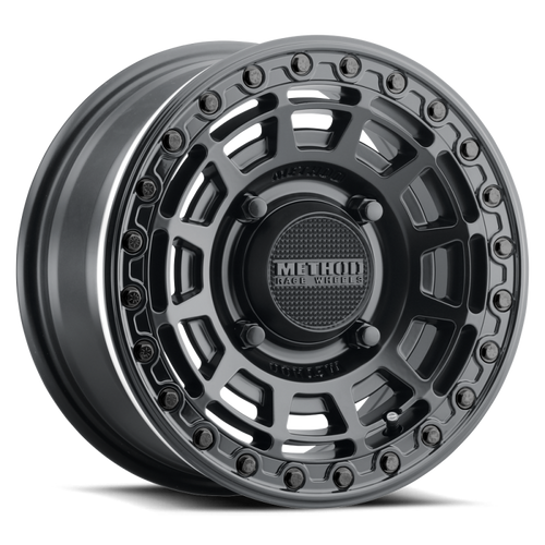 Method MR415 Beadlock 15x7 / 5+2/38mm Offset / 4x156 / 132 CB Matte Black Wheel - Gloss Black Ring - MR415570461052B Photo - Primary