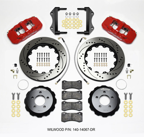 WilWood Wilwood AERO6 Front Hat Kit 14.25 Drilled Red 2014-Up Challenger w/Lines - 140-14067-DR