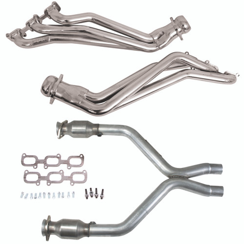 BBK 11-14 Ford Mustang V6 1-3/4 Long Tube Headers w/High Flow Catted X-Pipe (Silver Ceramic) - 16422 Photo - Primary