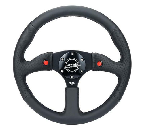 NRG NRG Reinforced Steering Wheel 350mm/ 2.5in Deep Sport Leather Racing/ 4mm Matte Black Spoke - RST-023D-R