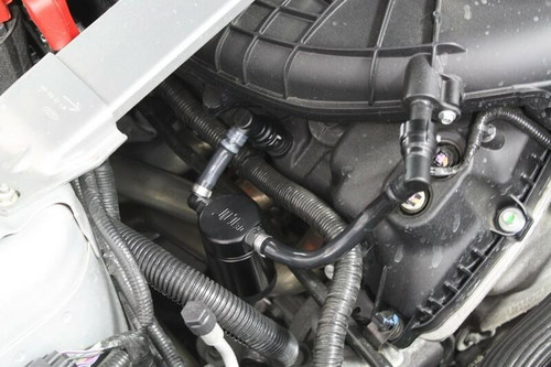 JandL 11-17 Ford Mustang V6 Passenger Side Oil Separator 3.0 - Black Anodized - 3014P-B