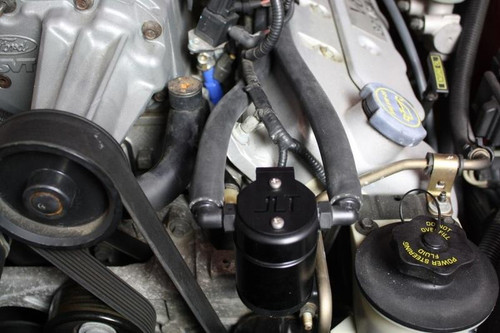 JandL 99-04 Ford Mustang SVT Cobra Driver Side Oil Separator 3.0 - Black Anodized - 3018D-B