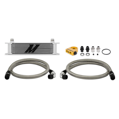 Mishimoto Universal Thermostatic 10 Row Oil Cooler Kit - Silver - MMOC-UT