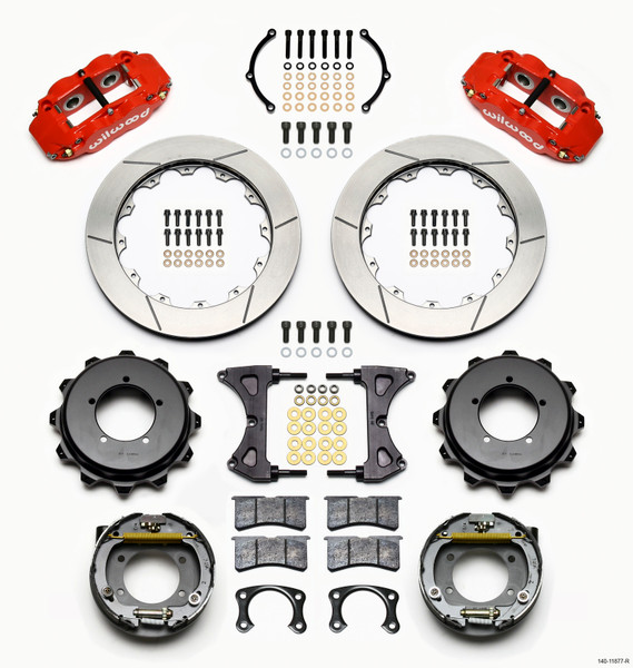 Wilwood Narrow Superlite 4R Rear P-Brk Kit 12.88in Drill Red 2005-2014 Mustang main image 0