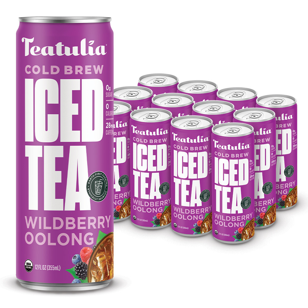 Teatulia Organic Wildberry Oolong Canned Iced Tea Case