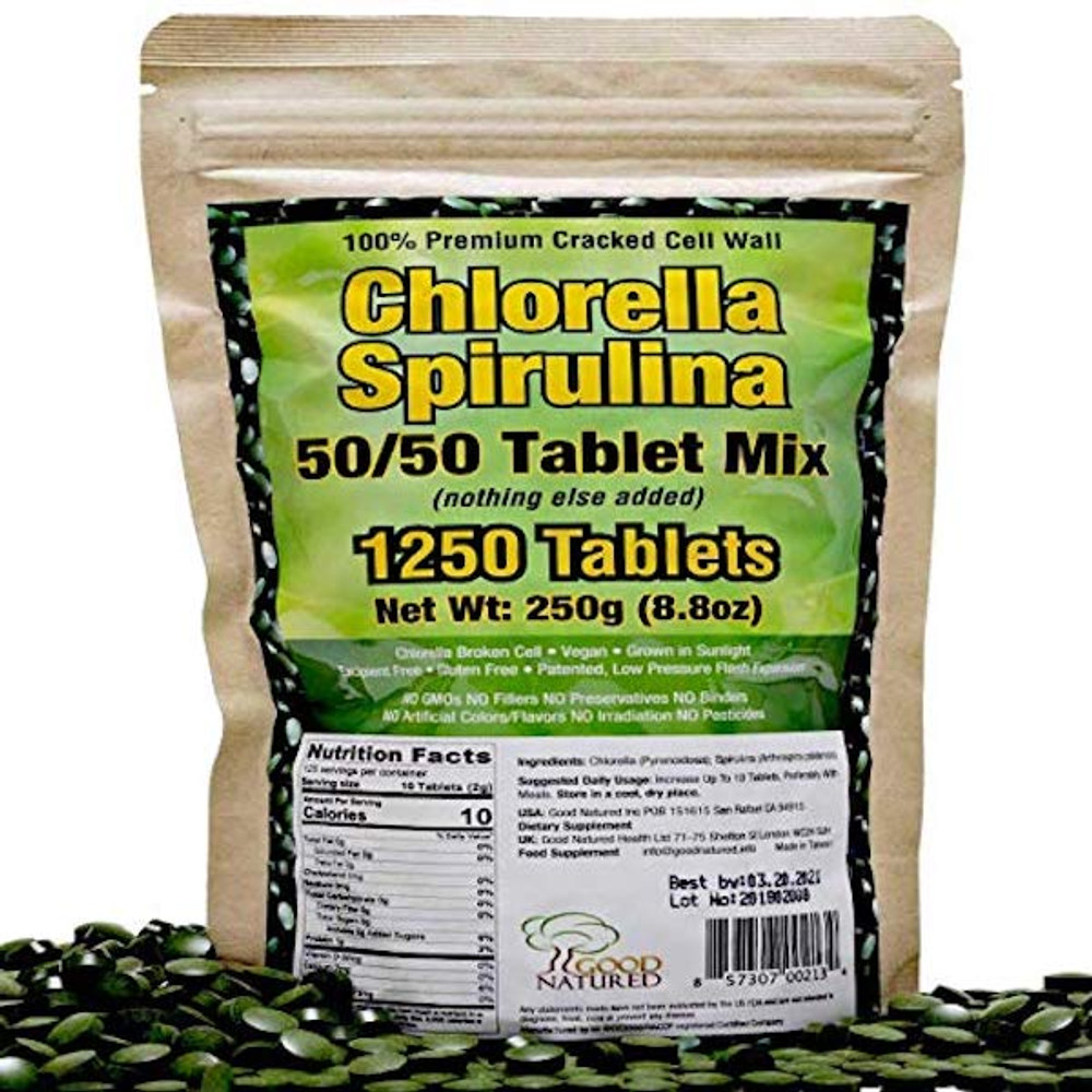 Chlorella Spirulina 1250 Tablets Mix by Good Natured ...