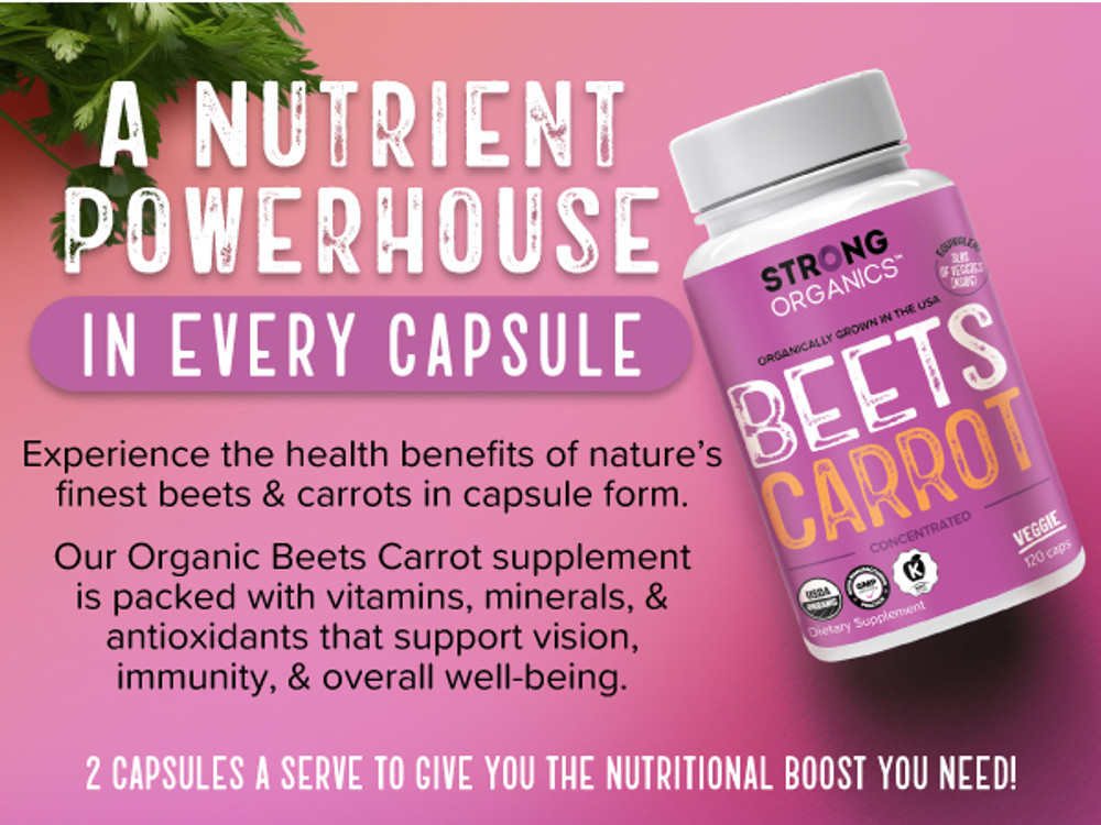 Organic Beet Carrot Juice Powder Capsules (120)