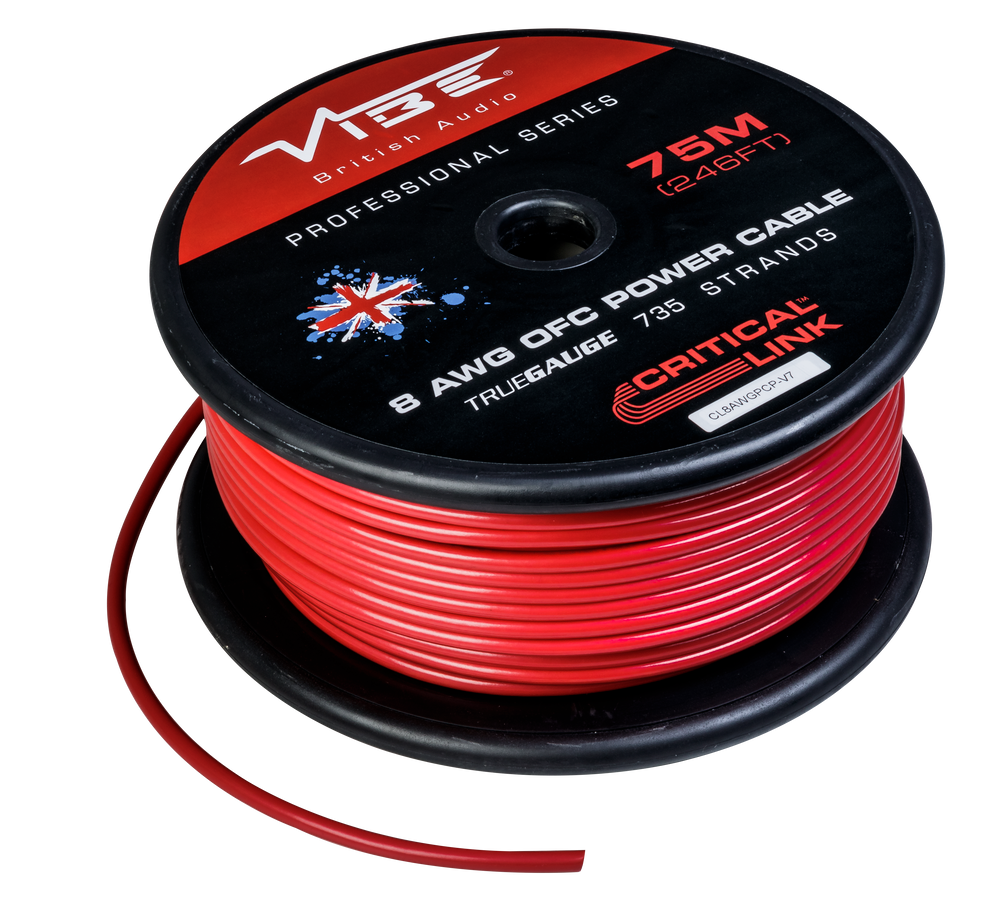 8 AWG OFC True Gauge Power Wire Red 250' Roll