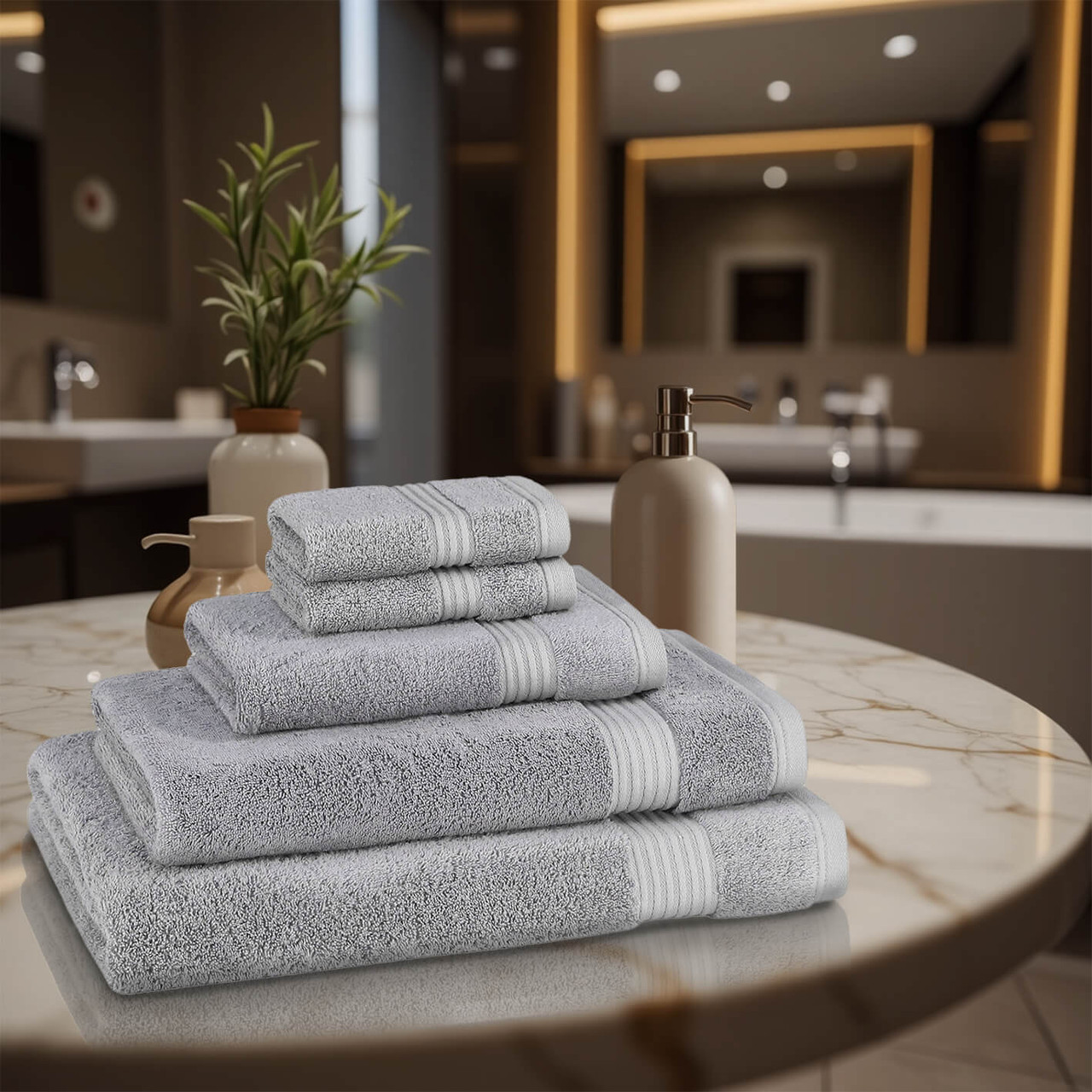 Piece 700GSM Bamboo Towel Set Face Cloths, Hand Towel, - Main Image