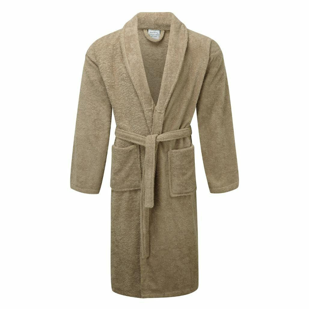 Save Up to 60% in The Towel Shop Towelling Dressing Gown Sale! 7 Luxury Shawl Collar Latte Terry Towelling Dressing Gown - Egyptian Collection