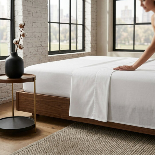 white-percale-flat-sheets-on-bed-showing-crisp-weave-texture-and-fresh-clean-finish