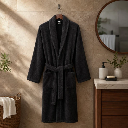Black Terry Towelling Dressing Gowns
