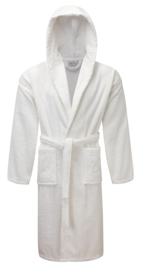 Luxury Hooded White Terry Towelling Dressing Gown - Egyptian Collection Soft Cotton Luxury Hooded White Terry Towelling Dressing Gown - Egyptian Collection Soft Cotton