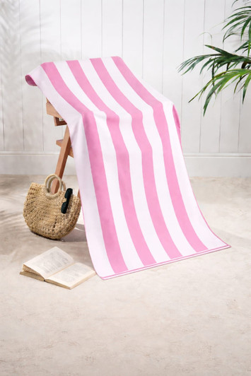 Classic Cabana Pink Stripe Microfibre Beach Towel – 70 x 150 cm