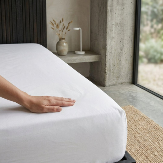 white-200-thread-count-cotton-fitted-sheet-on-deep-mattress-showing-soft-premium-weave
