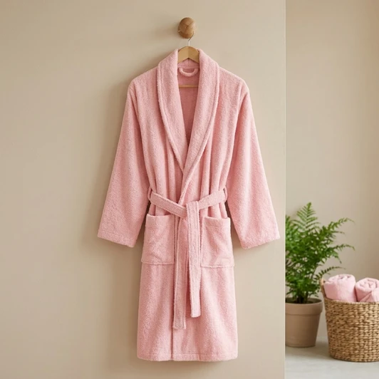 pink-terry-towelling-bath-robe-hanging-warm-wall-plant-basket
