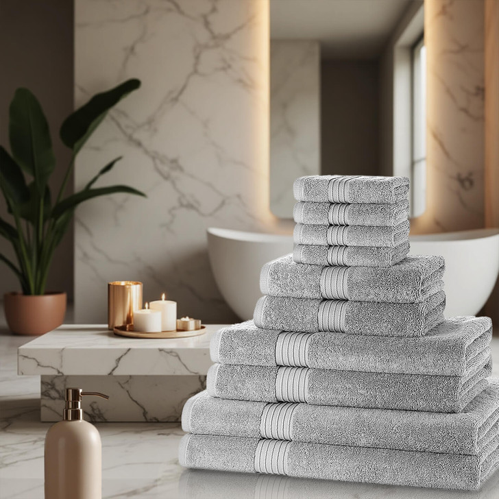 10 Piece 700GSM Towel Bale - 4 Face Cloths, 2 Hand Towels, 2 Bath Towels, 2 Bath Sheets