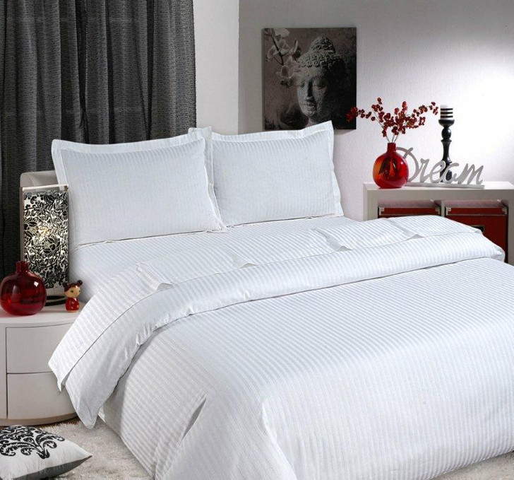200TC Easy Iron Cotton Rich Satin Stripe Duvet Cover Sets (Includes Pillowcase)