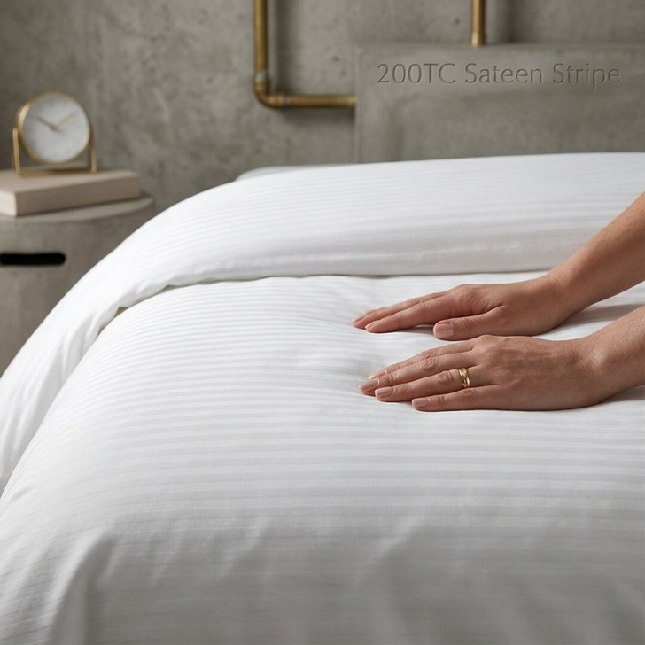 Sateen Stripe Microfibre Duvet Cover Set
