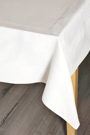 Damask Satin Band Table Cloths & Napkins Cotton White -  54x108'' (137x274 cm)