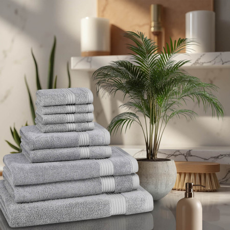 9 Piece 700gsm Bamboo Towel Set 4 Face Cloths 2 Hand Towels 2 Bath Towels 1 Bath Sheet
