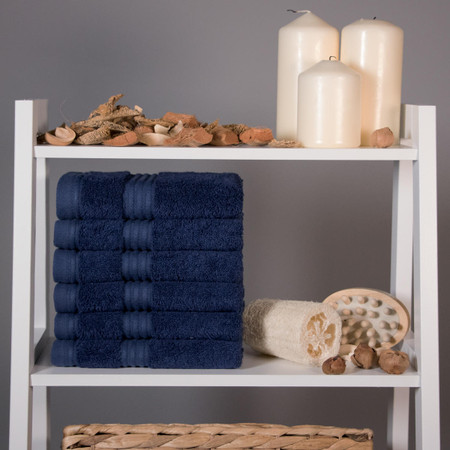 Product photograph of 700 Gsm Ultimate Bamboo Navy Blue Face Cloths - Box Of 120 from The Towel Shop