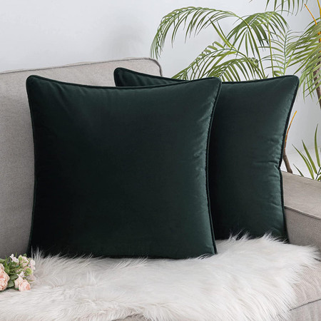 Set Of 2 Cushions With Piped Velvet Covers Included 45x45 Cm Set Of 2 Cushions With Piped Velvet Covers Included 45x45 Cm