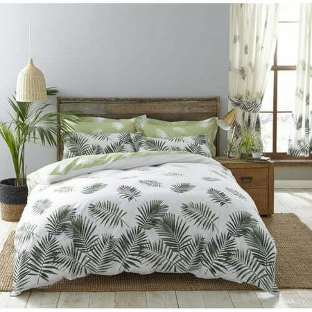Polycotton Printed Fern Duvet Cover Set Green Polycotton Printed Fern Duvet Cover Set Green