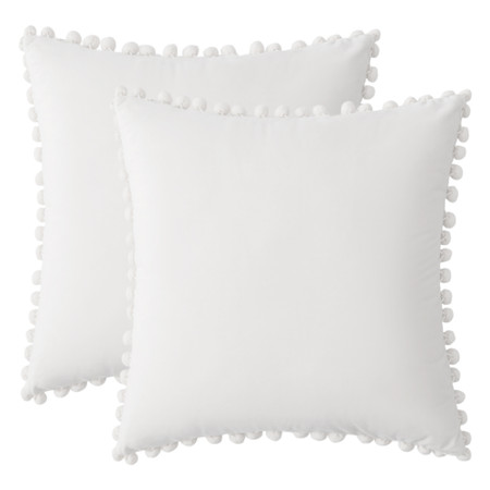 Set Of 2 Cushions With Premium Pompom Velvet Cushion Covers Included 45x45cm Set Of 2 Cushions With Premium Pompom Velvet Cushion Covers Included 45x45cm