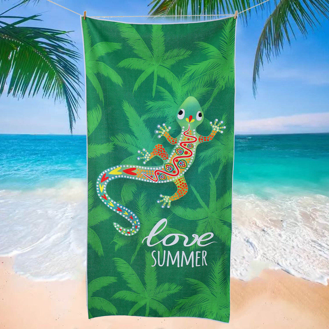 Image of Tropical Leaf Design Beach Towel