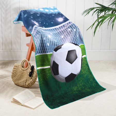 Game On: Football Print Microfibre Beach Towel – 70 x 150 cm