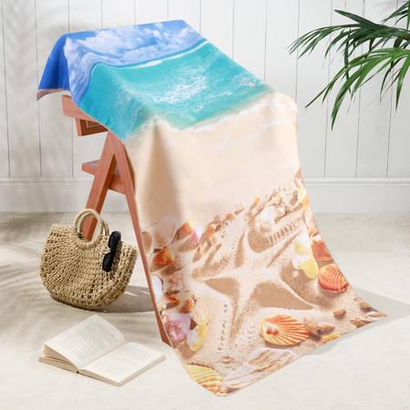 Sand Starfish Design Microfibre Beach Towel – 70 x 150 cm