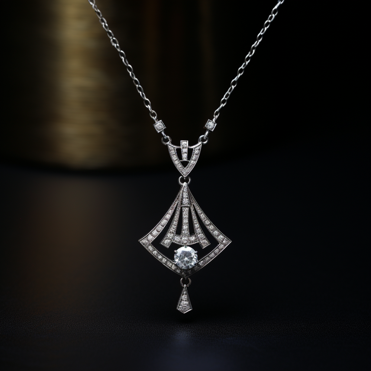 Art Deco Onyx and Diamond Sautoir Necklace - M.Khordipour - M. Khordipour