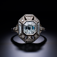 Art Deco Aqua and diamond engagement ring by Ascheron.