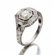 Showcase of previous Art Deco engagement rings 