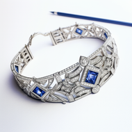 Diamond and sapphire art deco platinum bracelets by ASCHERON