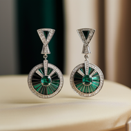 Emerald and diamond earrings in Art deco by Ascheron