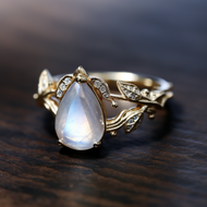 Moonstone engagement rings leaf and branch style. 