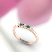 rose gold emerald and diamond eternity ring made by European jewelry brand Ascheron