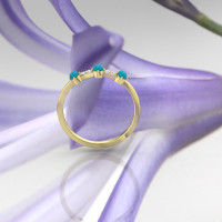 gold turquoise eternity ring with diamonds