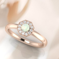 rose gold opal and diamond ring
