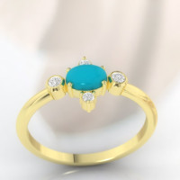 Oval turquoise ring with the whitest diamonds