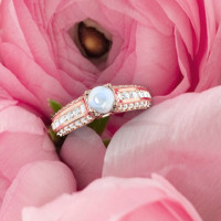 Moonstone and diamond ring