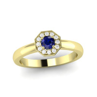 sapphire and diamond halo gold ring